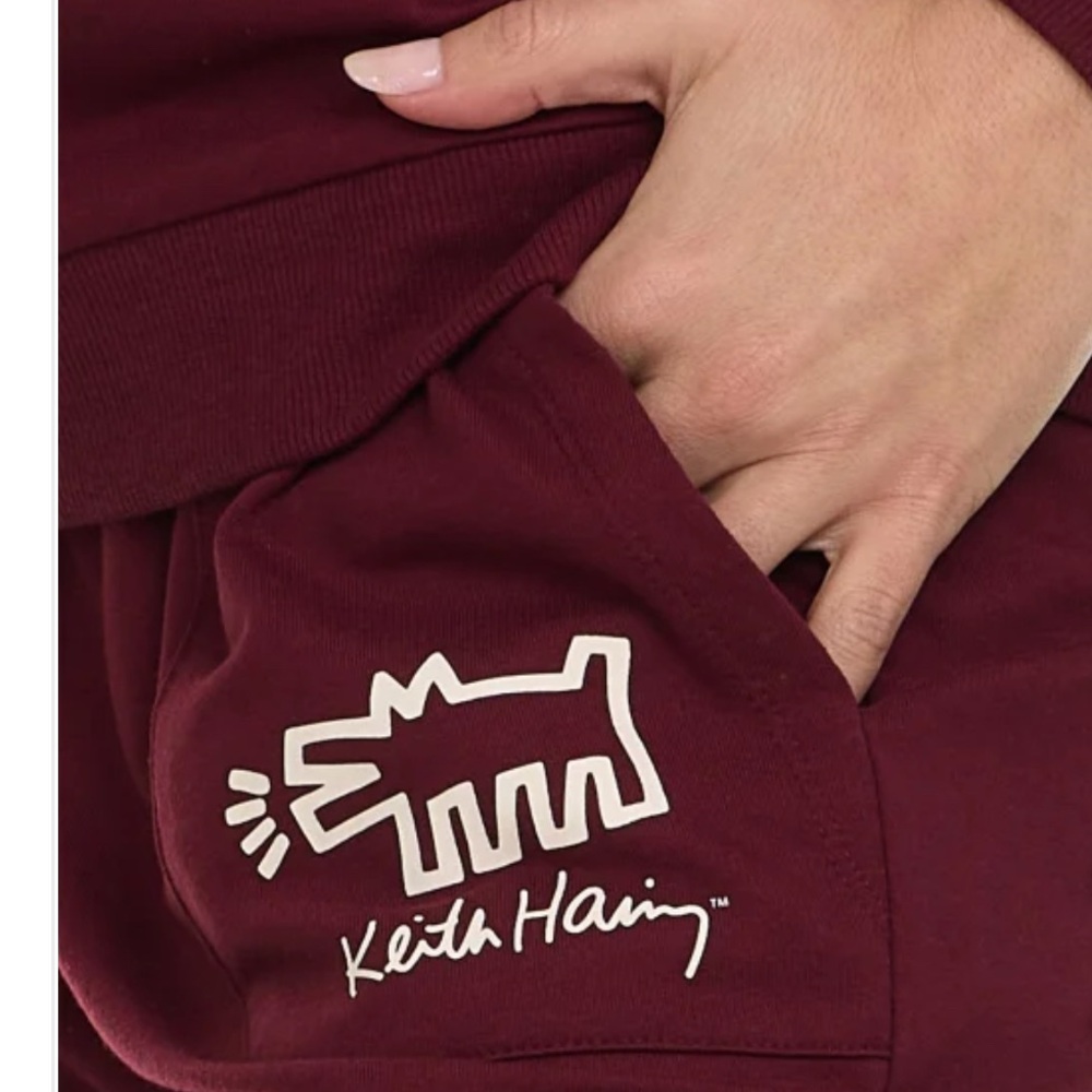 NWT Keith Haring Women's Burgundy Lounge Set - Picture 5 of 5